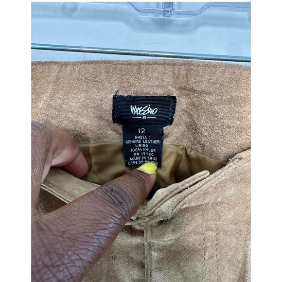 Vintage Y2K Mossimo Tan Leather Suede Western Cowgirl Wide Leg Pants Size 12 - Picture 2 of 13